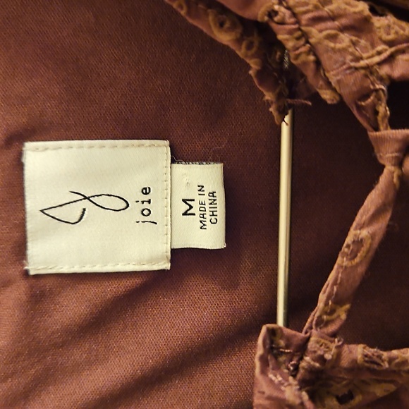 💕Joie | Brown Cotton Eyelet Mini Dress| W Sz M| Tiered Ruffle Boho Chic - Picture 3 of 10